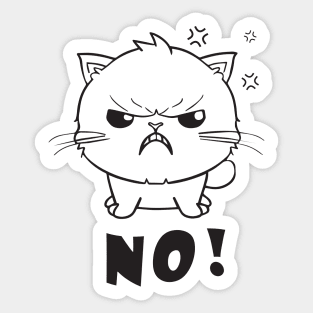 Cute angry cat hissing No! Sticker